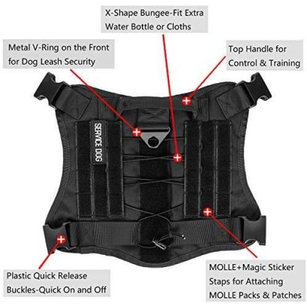 IronSeals Tactical Pouch 5 IronSeals AQ Bundle Tactical Service Dog Vest Molle Dog Harness with Handles & Multi-Purpose Pouch & Water Bottle Holder Belt for Outdoor Walking Running Hiking Cycling
