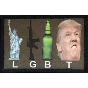 RedheadedTshirts Airsoft Morale Patch 1 Trump LGBT Morale Patch. Perfect for Your Tactical Military Army Gear, Backpack, Operator Baseball Cap, Plate Carrier or Vest. 2x3" Hook and Loop Patch. Made in The USA