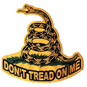 Ivamis Trading Airsoft Morale Patch 1 Don't Tread On Me, Yellow Gadsden Snake, Large Back Patch - 10x10 inch. Embroidered Iron on Patch