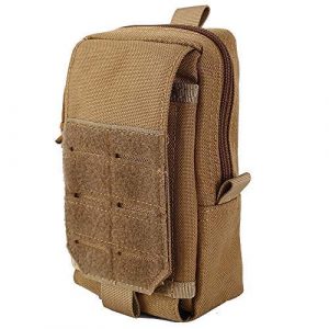 DONGKER Tactical Pouch 1 DONGKER Tactical Waist Bag, Tactical Pouch Hanging Waist Pocket Saddlebag Phone Holder Waist Pack for Camping, Hiking, Outdoor-Living, Trekking (Brown)
