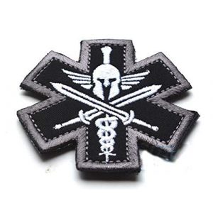 Tactical Embroidery Patch Airsoft Morale Patch 1 Spartan Medic EMT EMS Tactical Embroidery Patch Hook & Loop Morale Patch Military Patch for Clothing Accessory Backpack Armband (color1)