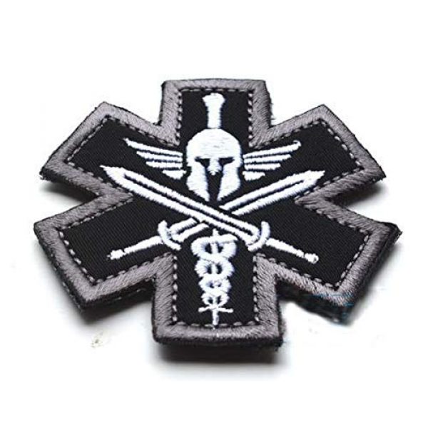Tactical Embroidery Patch Airsoft Morale Patch 1 Spartan Medic EMT EMS Tactical Embroidery Patch Hook & Loop Morale Patch Military Patch for Clothing Accessory Backpack Armband (color1)
