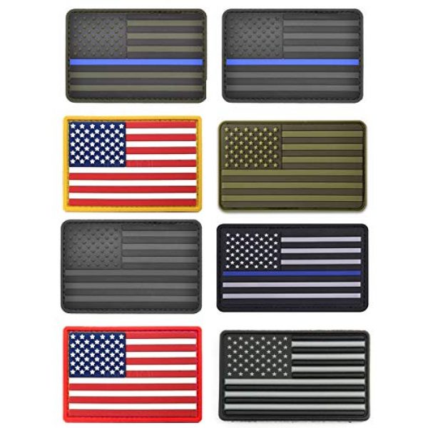 ASA TECHMED Airsoft Morale Patch 4 8 Pc Assorted USA Tactical American Flag Patch Thin Blue Line United States Military Morale Patches Set for Molle, Hats, Backpacks,Tactical Vest, Uniforms