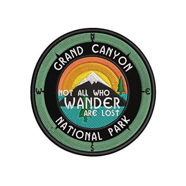 Sassy Treasures Airsoft Morale Patch 1 Grand Canyon National Park, Arizona - Not All Who Wander - 3.5" Embroidered Patch DIY Iron On/Sew On Vacation Souvenir Travel Novelty Theme Decorative Applique