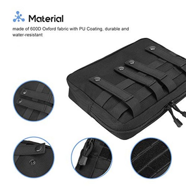 ProCase Tactical Pouch 4 ProCase Tactical Admin Molle Pouch, Military MOLLE Pouch Horizontal Multi-Purpose Utility Gadget Gear Tool Bag for Magazine, Flashlight, Map and Other Small Tools for Outdoor Activities -Black