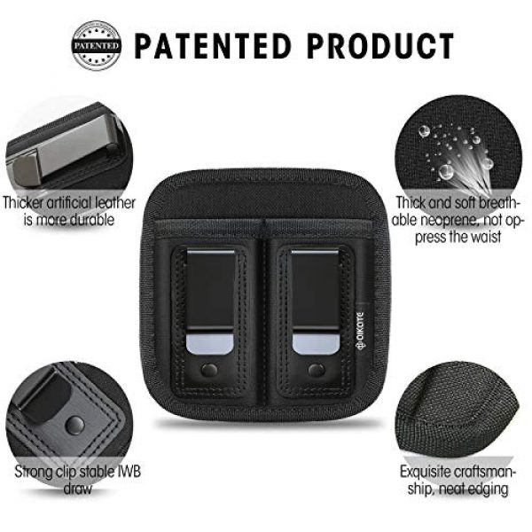 AIKATE Tactical Pouch 3 Universal Double Magazine Pouch for 9mm .40 .45 .380 .357, IWB Mag Holster Concealed Cary for Double Stack, Mag Holder for Glock 19 43 17 1911 S&W M&P, Fits Any 7 10 15 Round Clip for All Pistols Ammo
