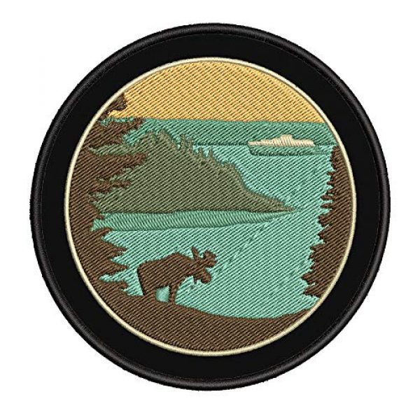 Appalachian Spirit Airsoft Morale Patch 1 Moose Lake Island 4" Embroidered Patch DIY Iron or Sew-on Decorative Vacation Travel Souvenir Applique Wander Wildlife Hike Trek Camping Explore Nature Mountain Bear Wolf National Park Trails Scout