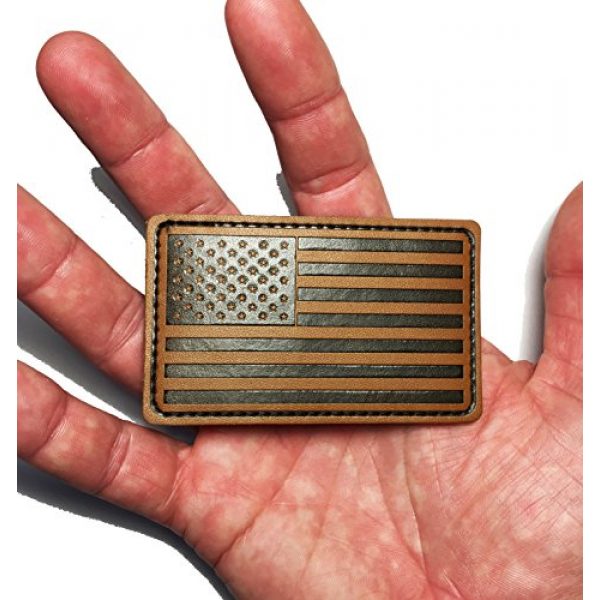 Empire Tactical USA Airsoft Morale Patch 2 Forward 3" X 2" Genuine Leather American Flag (hook/loop) Morale patch