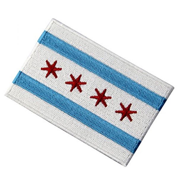 EmbTao Airsoft Morale Patch 3 Chicago City Flag Embroidered Iron On Sew On Illinois Patch