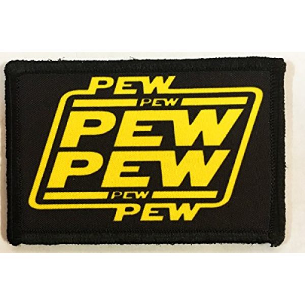 RedheadedTshirts Airsoft Morale Patch 1 Star Wars Pew Pew Morale Patch. Perfect for your Tactical Military Army Gear, Backpack, Operator Baseball Cap, Plate Carrier or Vest. 2x3" Hook Patch. Made in the USA