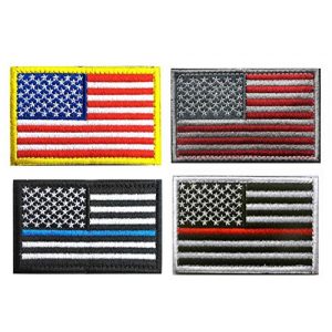 Antrix Airsoft Morale Patch 1 Antrix 4 PCS Tactical American Flag Patch, USA Flag Patch,US Flag Patch, Thin Blue Line Thin Red Line Embroidered Emblem Badge Applique Fastener Hook & Loop Patch for Clothes Caps Uniform Backpack