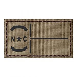 Tactical Freaky Airsoft Morale Patch 1 IR Tan North Carolina State Flag Coyote Brown 2x3.5 Infrared IFF Tactical Morale Fastener Patch