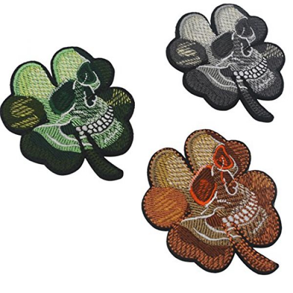 ODSP Airsoft Morale Patch 1 3PCS Small Realistic Cracked Skeleton Skull Within Irish Four Leaf Clover Tactical Patch Embroidered DIY Patches Applique Hook and Loop Backing for Backpacks Jackets Jeans Clothes-2.56 x 3.15 inches