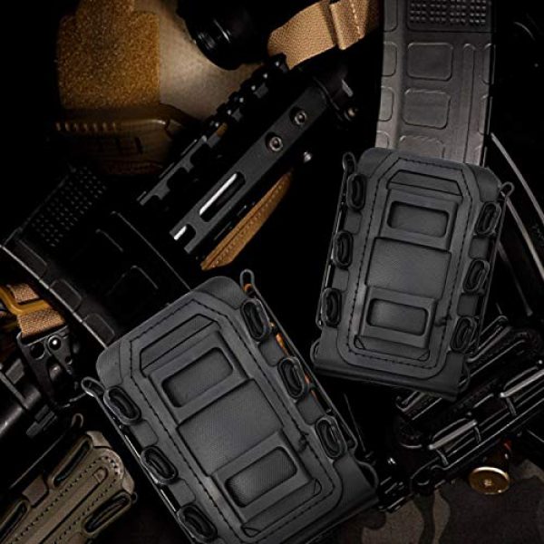 RioRand Tactical Pouch 7 RioRand 2PCS Tactical Softshell Magazine Pouch 5.56mm 7.62mm Airsoft Hunting Shooting Soft Shell Mag Carrier Bag with Molle Clip/Air Hole