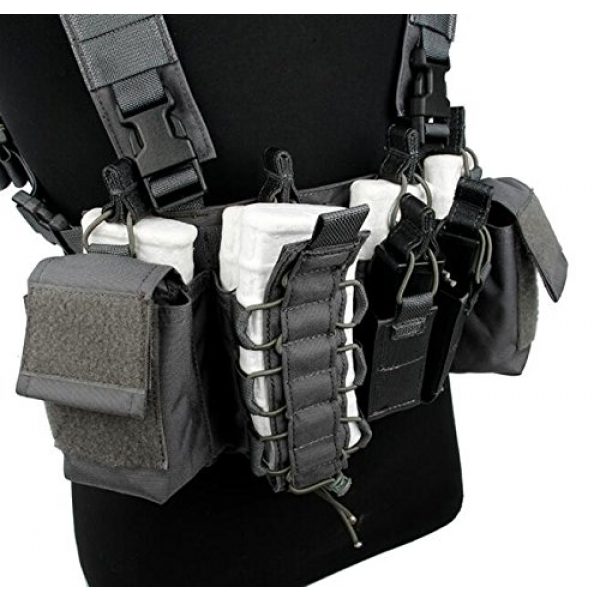 TMC Airsoft Tactical Vest 4 TMC New D-Mittsu Chest Rig Pouch (Wolf Grey) for Airsoft Paintball Tactical Hunting Game
