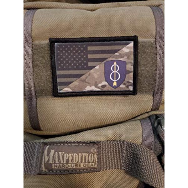 RedheadedTshirts Airsoft Morale Patch 2 8th Infantry Division USA Flag Multicam Morale Patch Tactical Military. 2x3" Hook and Loop Made in The USA