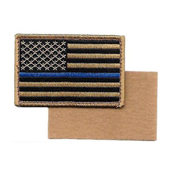 Pennant Patches Airsoft Morale Patch 3 Desert/Coyote US Flag Thin Blue Line Patch for Police and Law Enforcement with Hook/Loop Backing