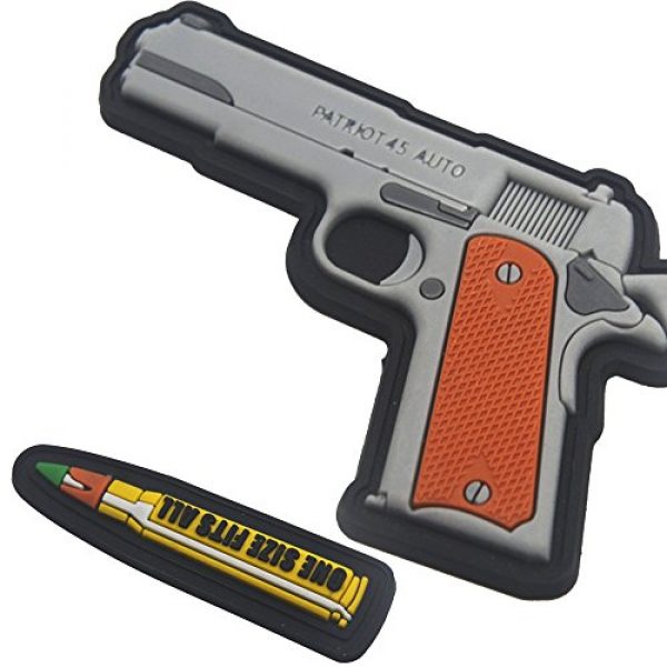 ODSP Airsoft Morale Patch 1 3D PVC 1911 Gun & Bullet Tactical Military Morale Fastener Hook Patch 2PCS
