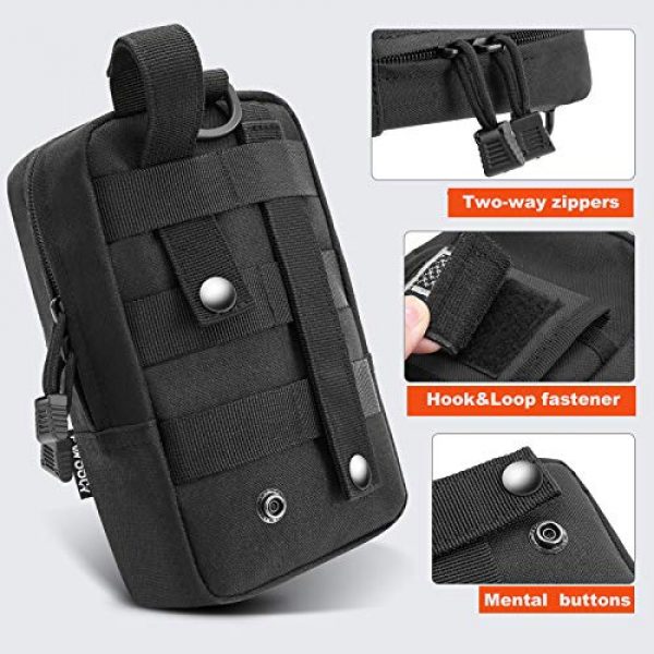 Pvnoocy Tactical Pouch 2 Pvnoocy 2 Pack Molle Pouches Tactical Waist Bag Water-Resistant EDC Small Pouch with D-Ring Hooks&U.S Patch