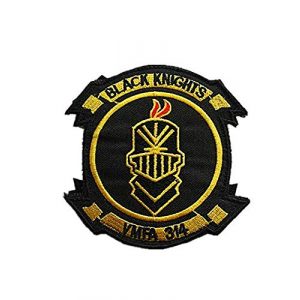 Embroidery Patch Airsoft Morale Patch 1 USMC VMFA 314 Black Knights Military Hook Loop Tactics Morale Embroidered Patch (color1)