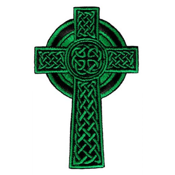 Cypress Collectibles Embroidered Patches Airsoft Morale Patch 1 Celtic Cross Iron-On Patch Green Embroidered Relgious Gaelic Irish Crucifix Goth