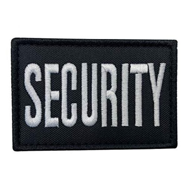 uuKen Airsoft Morale Patch 1 uuKen Embroidery Black and White Security Guard Tactical Hat Cap Patch 3x2 inches Back with Hook Fastener (Black and White, for Hat 3"x2")
