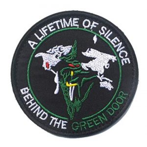 Tactical Embroidery Patch Airsoft Morale Patch 1 A Lifetime of Silence Behind The Green Door Tactical Embroidery Patch Hook & Loop Morale Patch Military Patch for Clothing Accessory Backpack Armband