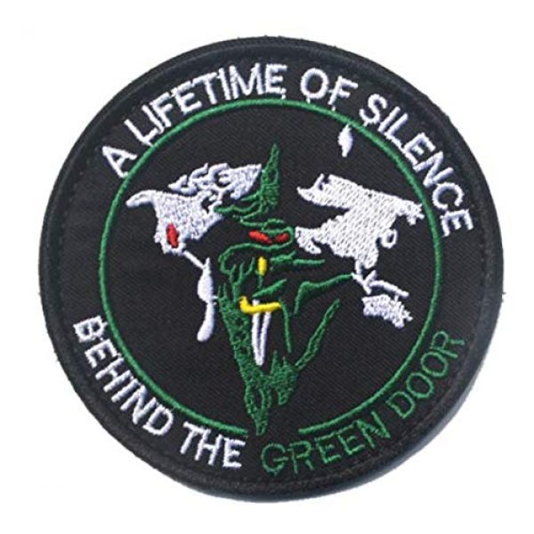 Tactical Embroidery Patch Airsoft Morale Patch 1 A Lifetime of Silence Behind The Green Door Tactical Embroidery Patch Hook & Loop Morale Patch Military Patch for Clothing Accessory Backpack Armband