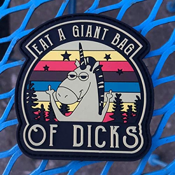 PatchOps Airsoft Morale Patch 3 PatchOps Eat A Giant Bag of Dicks Unicorn PVC Tactical Morale Uniform Patch - Hook Back