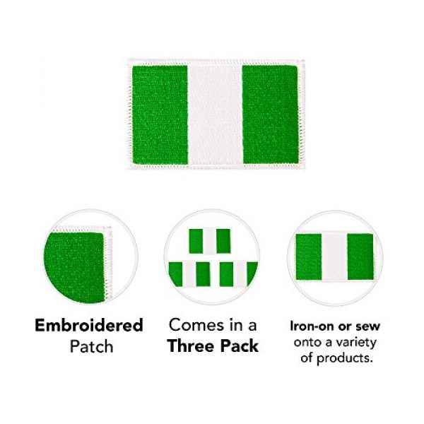 Desert Cactus Airsoft Morale Patch 3 Nigeria Flag Patch Bulk 3-Pack 3.5Wx2.25H State Iron On Sew Embroidered Tactical Morale Back Pack Hat Bags Nigerian (3-Pack Patch)