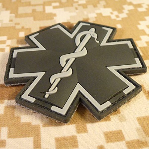 LEGEEON Airsoft Morale Patch 2 LEGEEON ACU Black EMS EMT Medic Paramedic Star of Life Morale Tactical PVC 3D Hook-and-Loop Patch