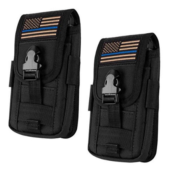 IronSeals Tactical Pouch 1 IronSeals 2 Pack Tactical Cell Phone Holster Pouch, Tactical Smartphone Pouches EDC Cellphone Case Molle Attachment Belt Holder Waist Bag with US Flag Patch