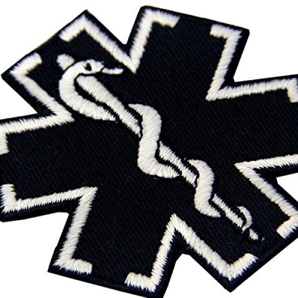 EmbTao Airsoft Morale Patch 6 EmbTao Glow in Dark ACU EMS EMT Medic Paramedic Star of Life Morale Tactical Embroidered Applique Iron On/Sew On Patch - Black & White