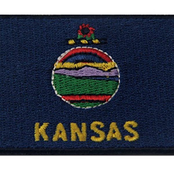 EmbTao Airsoft Morale Patch 2 Kansas State Flag Embroidered Emblem Iron On Sew On KS Patch