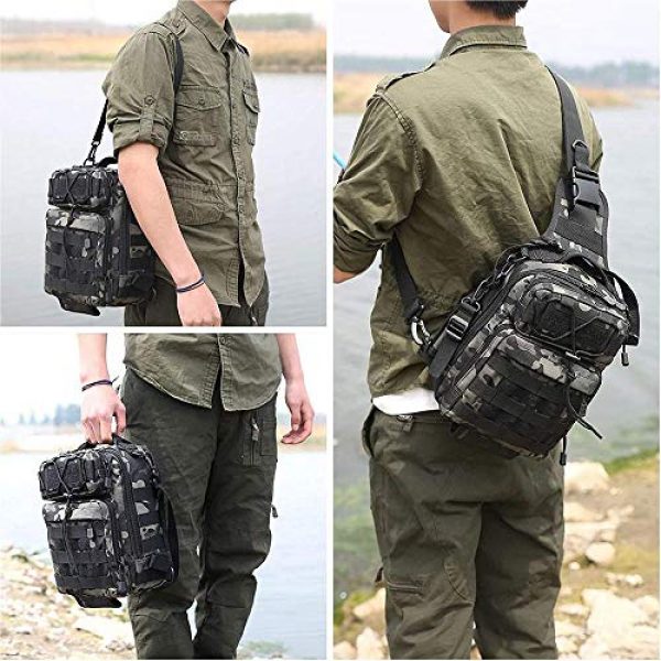 ACOMOO Tactical Backpack 1 ACOMOO Tactical Sling Backpack Tackle Bag Unisex MOLLE Casual Daypack for Fishing Hunting Hiking Trvel Camo Black