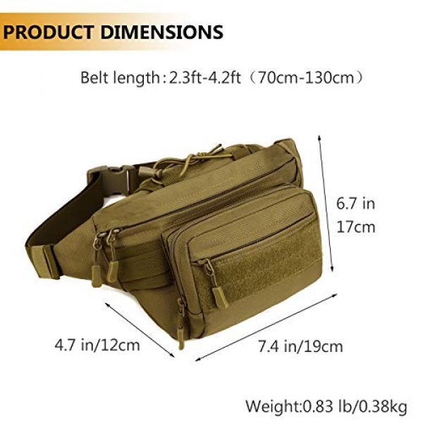 Protector Plus Tactical Pouch 5 Protector Plus Tactical Fanny Pack Military Running Waist Bag Sling Hip Belt MOLLE Army Lumbar Gear Pouch Bumbag (Patch Included)