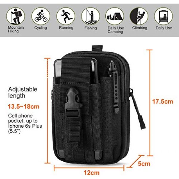 QINYUN Tactical Pouch 2 Utility Tactical Gadget Waist Bag Outdoor Portable Sports Waist Bags for Sports Travel Hiking Running Cycling Camping Multifunctional Sports Running Bag2 Pack