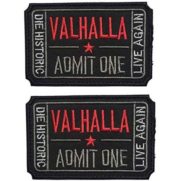 Beegame Airsoft Morale Patch 1 Ticket to Valhalla Admit One Vikings Mad Max 3D Embroidery/Rubber Tactical Badge Patches (Black)