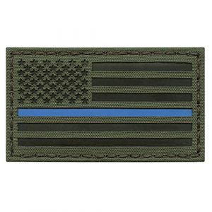 Tactical Freaky Airsoft Morale Patch 1 OD Green IR USA American Flag 3.5x2 Thin Blue Line Infrared Tactical Morale Hook-and-Loop Patch