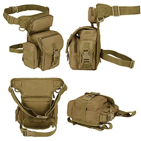 MAXTRA Tactical Pouch 2 Military Tactical Drop Leg Bag Tool Fanny Thigh Pack Leg Rig Utility Pouch Paintball Airsoft Motorcycle Riding Thermite Versipack, Tan