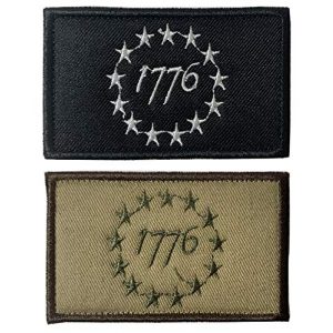 Antrix Airsoft Morale Patch 1 Antrix 2 Pcs Tactical USA American 1776 The Declaration of Independence Patriot Military Embroidered Applique Badge Emblem Hook & Loop Patch - Brown & Black(1776)