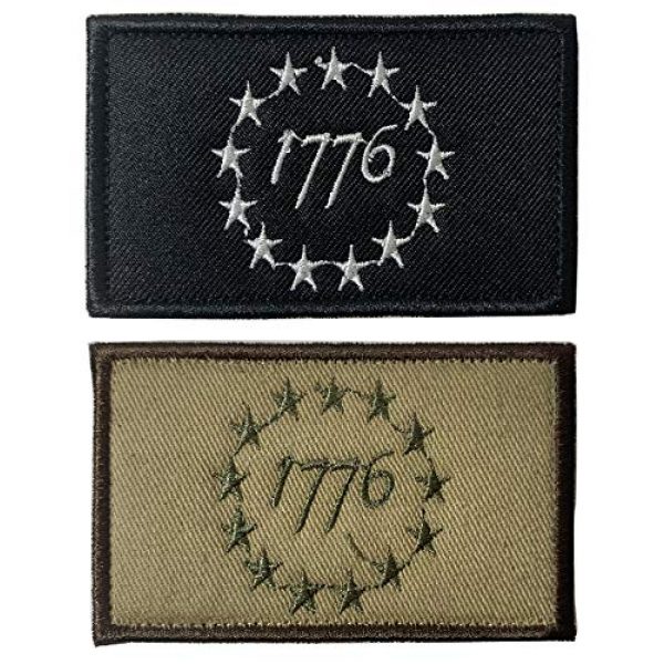 Antrix Airsoft Morale Patch 1 Antrix 2 Pcs Tactical USA American 1776 The Declaration of Independence Patriot Military Embroidered Applique Badge Emblem Hook & Loop Patch - Brown & Black(1776)