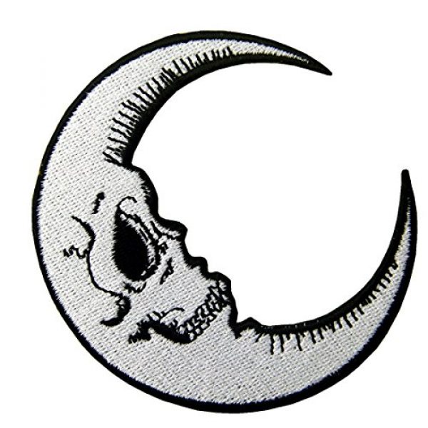 Rocking Planet Airsoft Morale Patch 3 Luna Patch Grinning Skull Face Embroidered Moon Applique Iron On Sew On Emblem