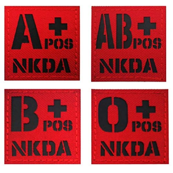 APBVIHL Airsoft Morale Patch 6 Infrared IR Reflective O POS O+ NKD O Positive Blood Type Patch, Tactical Morale Medical Patches with Hook and Loop Fastener Backing 1.97 x 1.97 Inch - 2 Pieces - No Known Drug Allergies