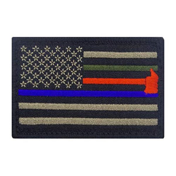 Morale Tags Airsoft Morale Patch 1 Thin Blue Red and Green Line Hook and Loop Responder Flag Patch Morale Tags Fully Embroidered (Coyote and Black)