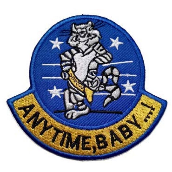 Tactical Embroidery Patch Airsoft Morale Patch 1 Anytime Baby Navy Grumman F-14 Tomcat VF Fighter Squadron Tactical Embroidery Patch Hook & Loop Morale Patch Military Patch for Clothing Accessory Backpack Armband
