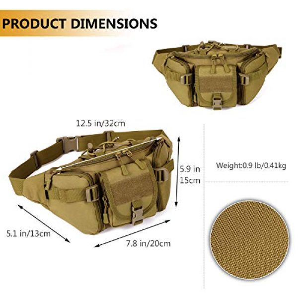 Protector Plus Tactical Pouch 4 Protector Plus Tactical Fanny Pack Military Running Waist Bag Sling Hip Belt MOLLE Army Lumbar Gear Pocket (Patch Included)