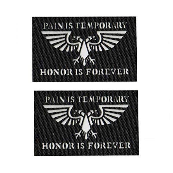 ODSP Airsoft Morale Patch 1 Glow-in-The-Dark Patch, Pain is Temporary Honor is Forever, Tactical Morale Sew on Patches with Hook and Loop Fastener Backing for Jackets Jeans Hat Bags Vests Uniforms 3.15 x 1.97 Inch 2PCS