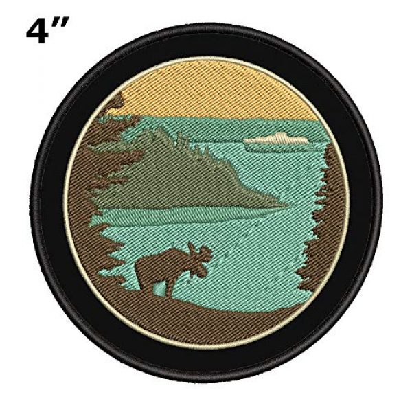 Appalachian Spirit Airsoft Morale Patch 2 Moose Lake Island 4" Embroidered Patch DIY Iron or Sew-on Decorative Vacation Travel Souvenir Applique Wander Wildlife Hike Trek Camping Explore Nature Mountain Bear Wolf National Park Trails Scout