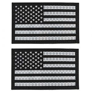 IronSeals Airsoft Morale Patch 1 IronSeals 2 Pack Reflective USA Flag Patch, Morale American Flag Patches with Hook-Fastener Backing